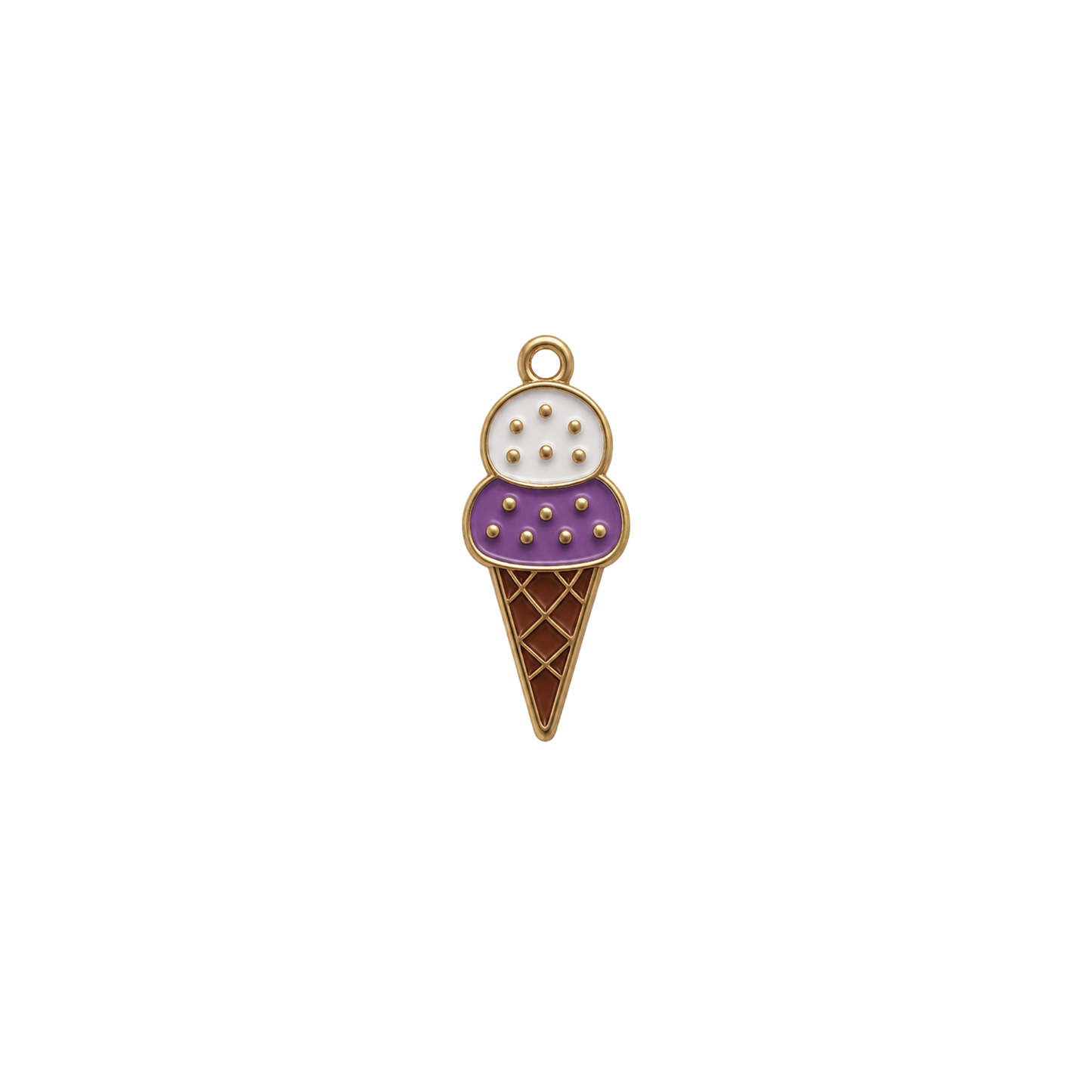 Ice Cream Cone Charm | Enamel Double Scoop Ice Cream Charm