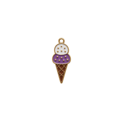 Ice Cream Cone Charm | Enamel Double Scoop Ice Cream Charm