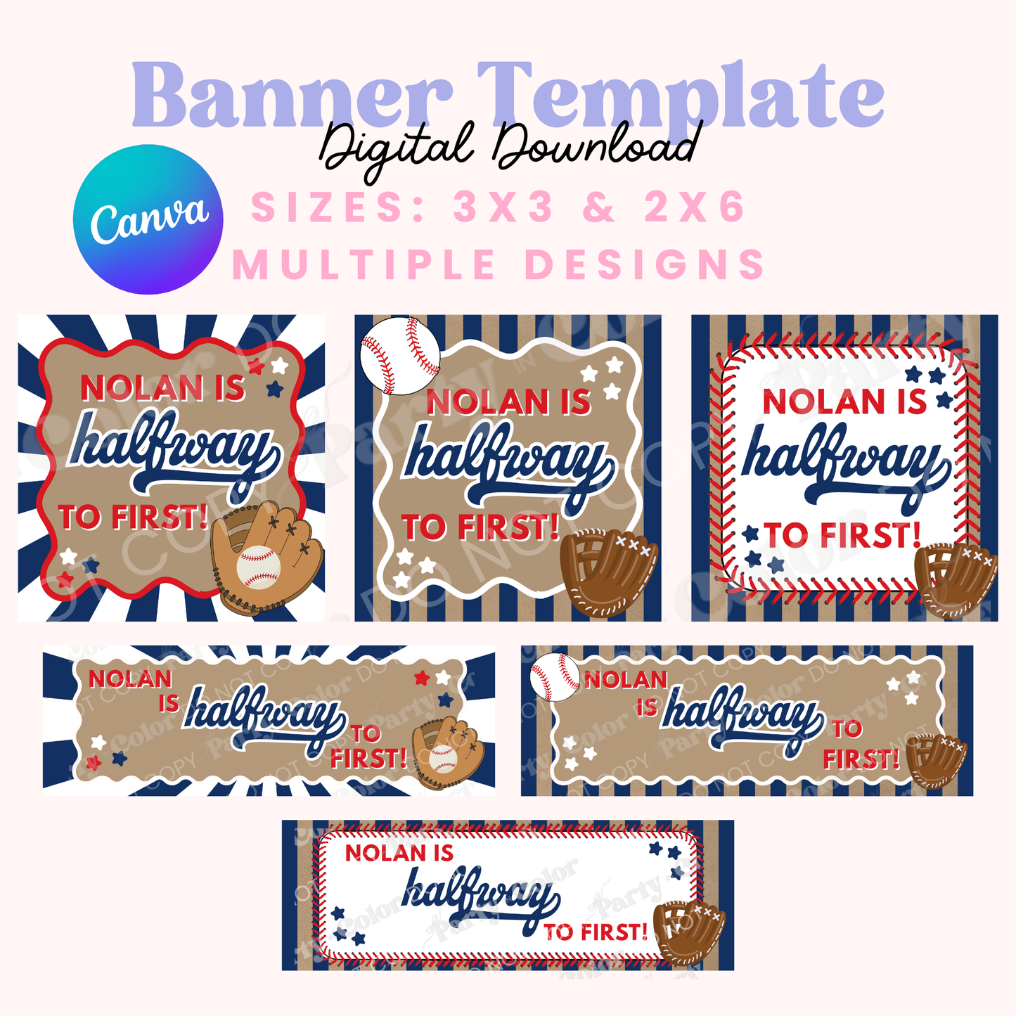 Baseball Halfway to One Banner Template | Editable Canva Boy Party Decor (Digital Download)