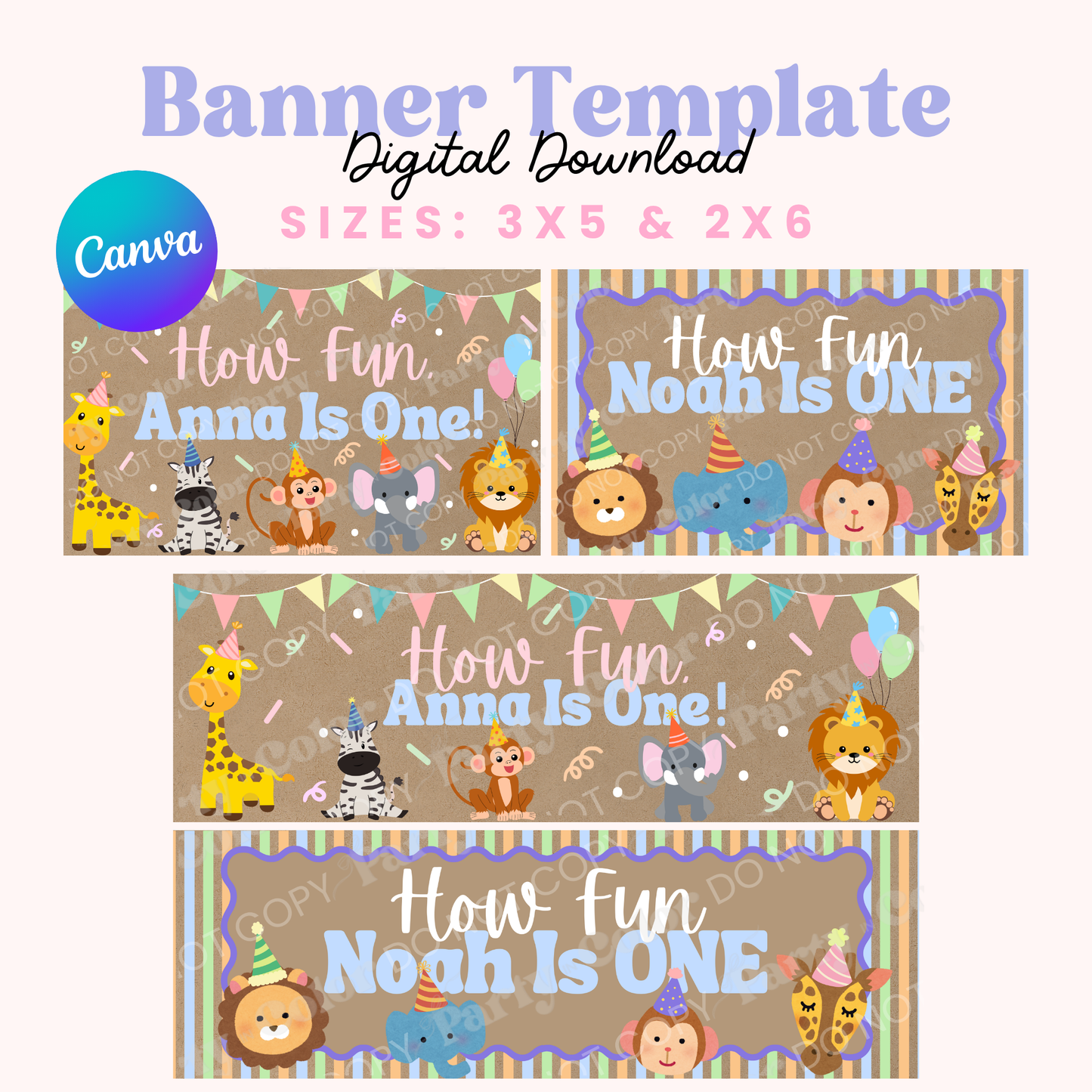 How Fun We Are One – Birthday Banner Template | Editable Canva Party Backdrop (Digital Download)