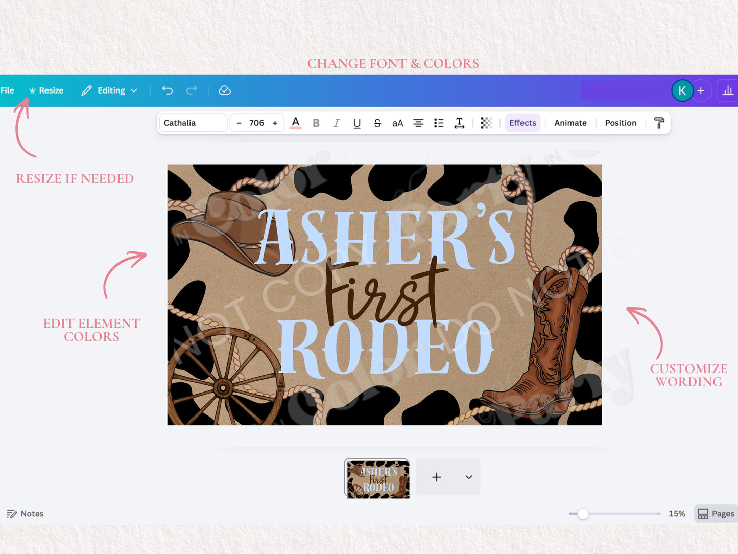 First Rodeo Banner Template | Western Party Decor (Digital Download)