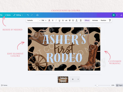 First Rodeo Banner Template | Western Party Decor (Digital Download)