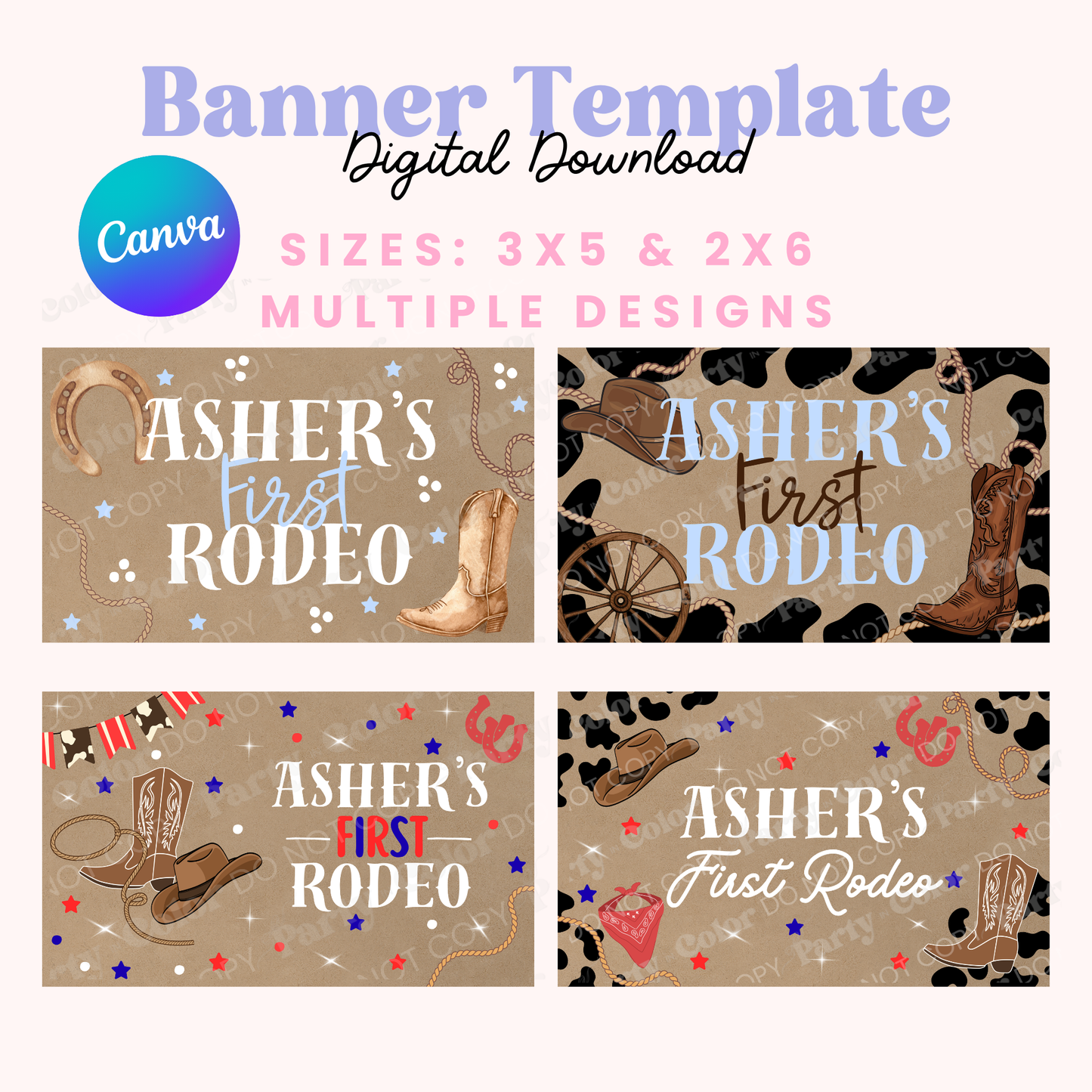 First Rodeo Banner Template | Western Party Decor (Digital Download)