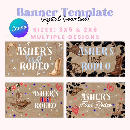 First Rodeo Banner Template | Western Party Decor (Digital Download)