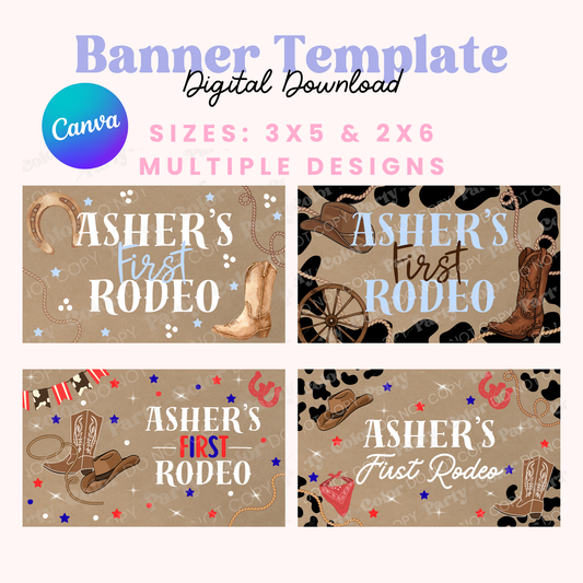 First Rodeo Banner Template | Western Party Decor (Digital Download)