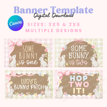 Some Bunny Birthday Banner Template | Editable Canva Party Decor (Digital Download)