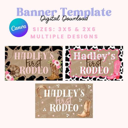 First Rodeo Banner Template | Western Party Decor (Digital Download)