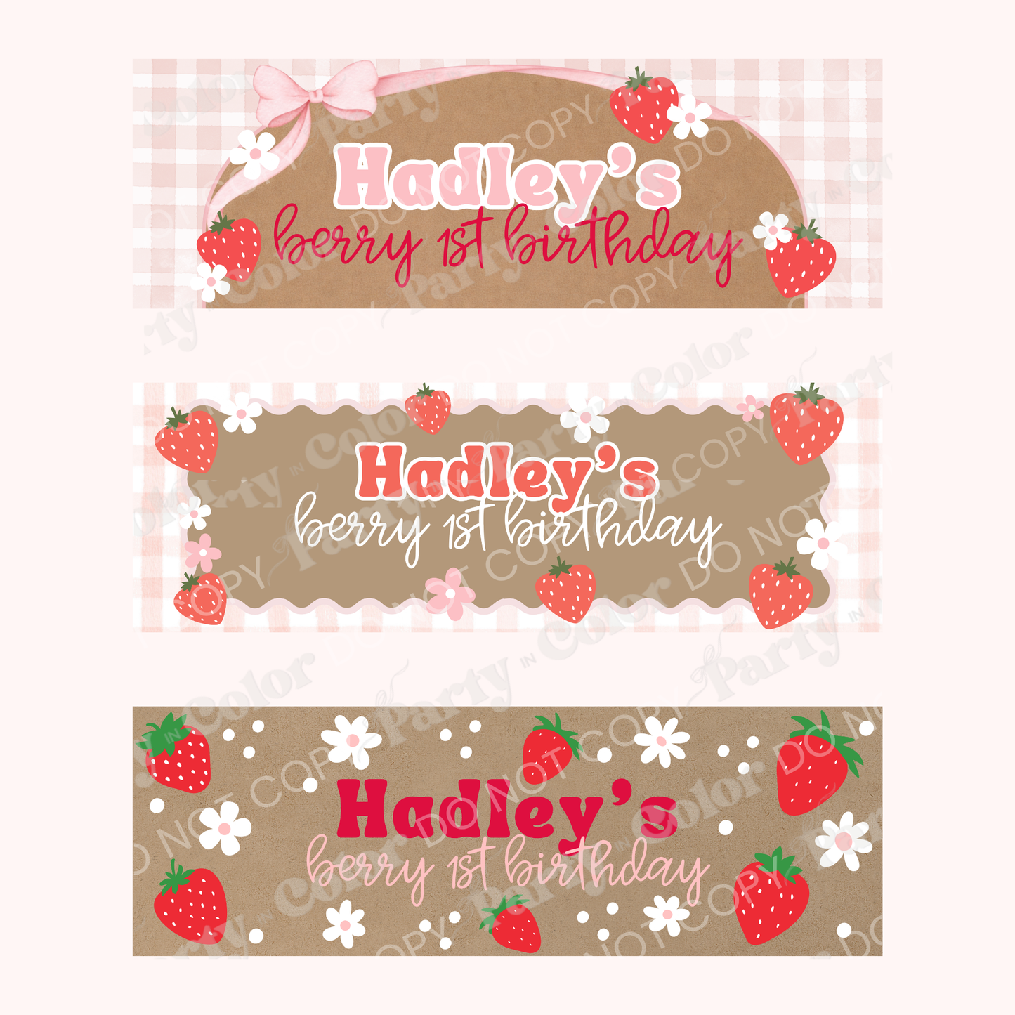 Berry First Birthday Banner Template | Editable Canva Party Decor (Digital Download)