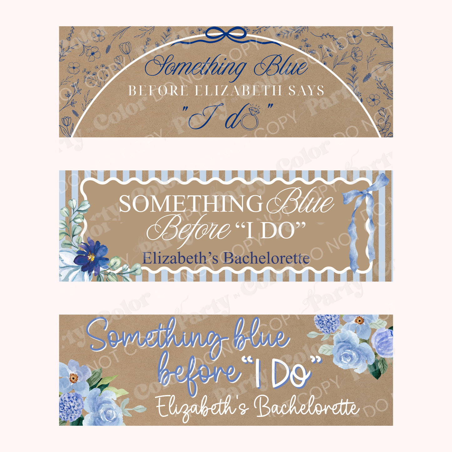 Something Blue Bachelorette Banner Template, Editable Canva Bridal Shower Decor (3x5, 2x6)