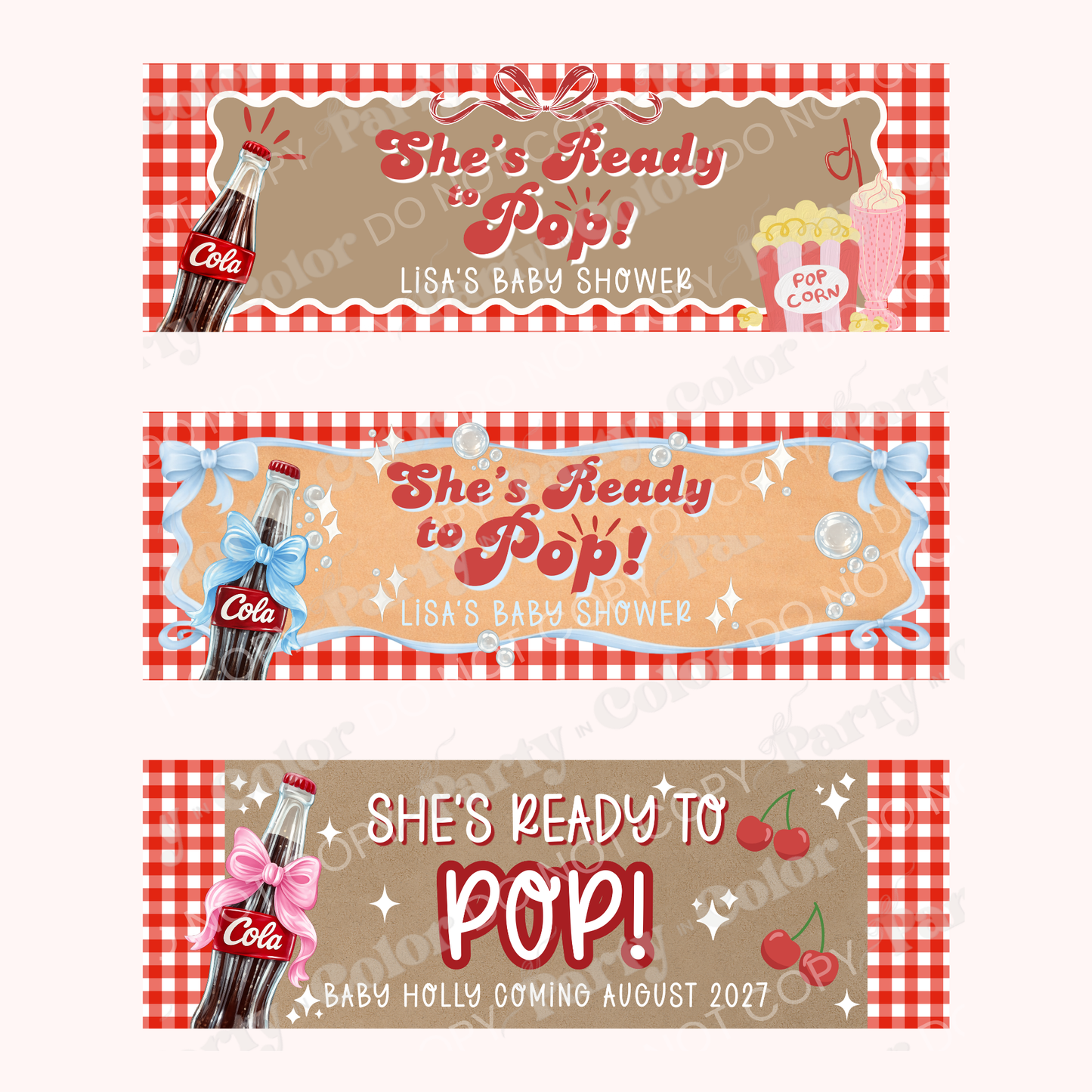 She's Ready To Pop Banner Template | Baby Shower Backdrop, Soda Baby Shower, She's ready to pop baby shower (Digital Download)