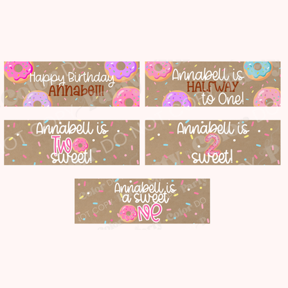 Donut Birthday Banner Template | Editable Canva Party Backdrop (Digital Download)