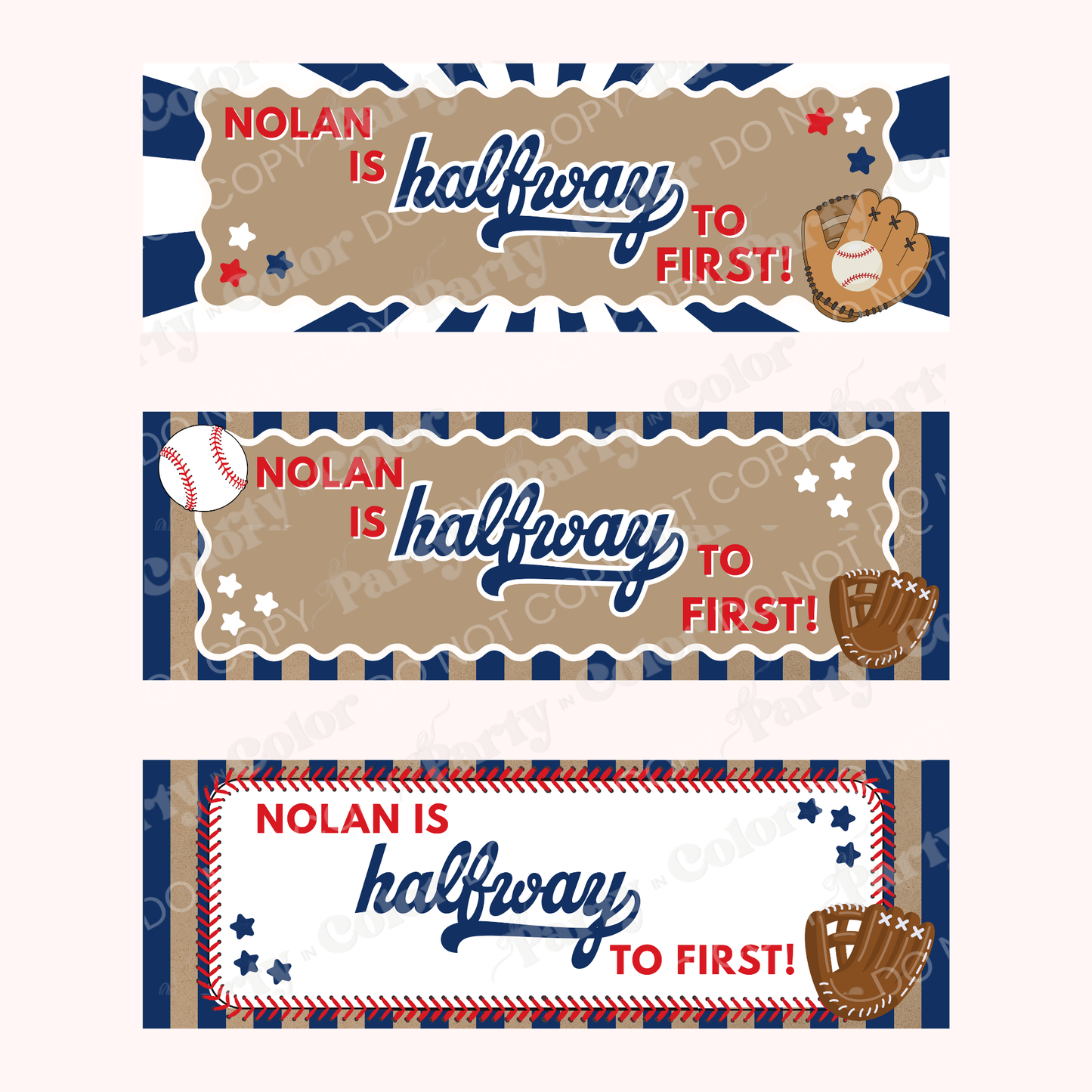 Baseball Halfway to One Banner Template | Editable Canva Boy Party Decor (Digital Download)