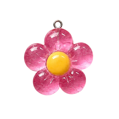 Large Glitter Daisy Flower Charm | Multiple Color Options