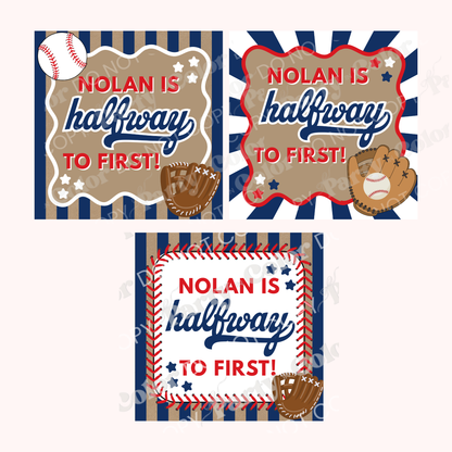 Baseball Halfway to One Banner Template | Editable Canva Boy Party Decor (Digital Download)