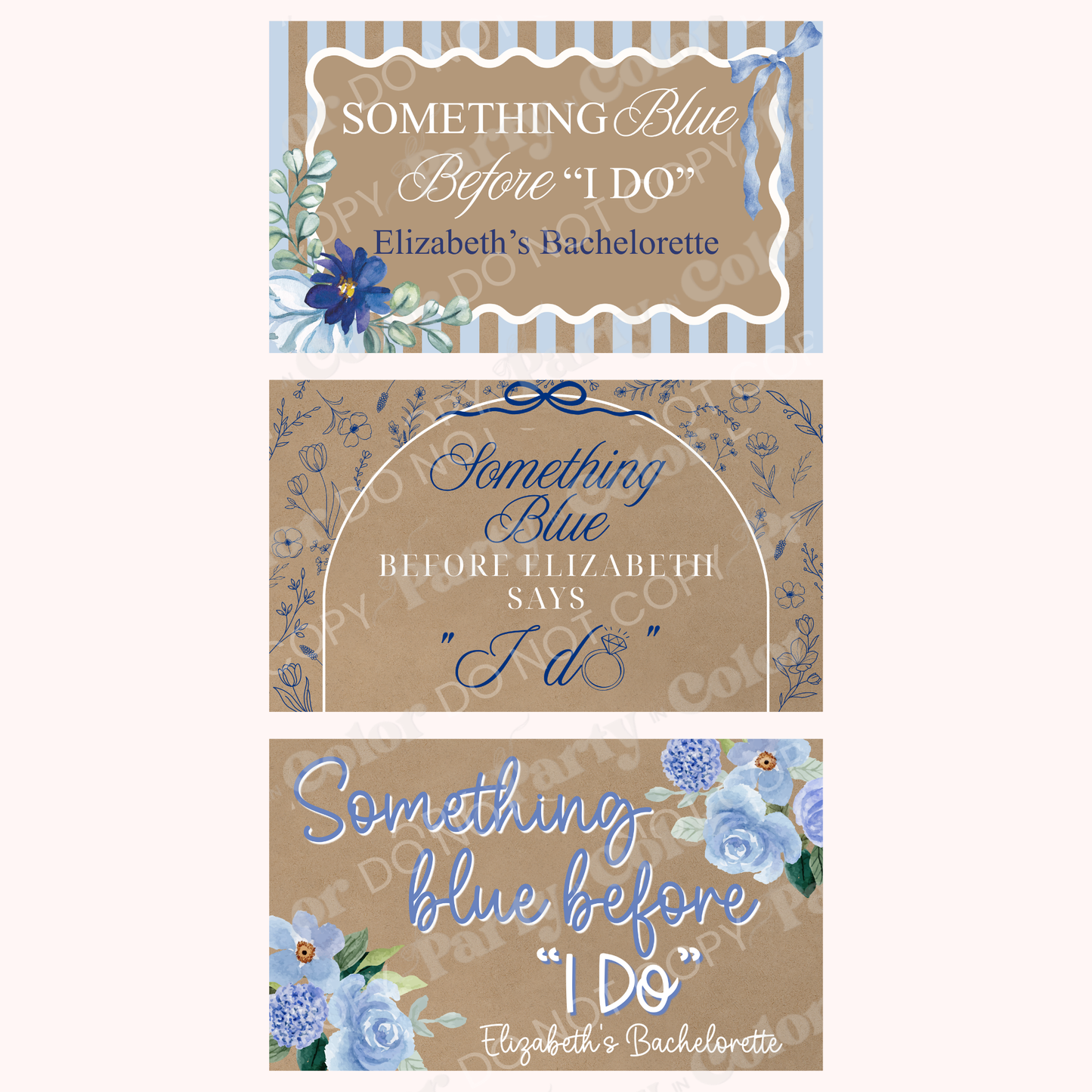 Something Blue Bachelorette Banner Template, Editable Canva Bridal Shower Decor (3x5, 2x6)