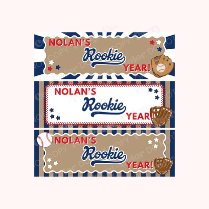Baseball Rookie Year Birthday Banner Template | Editable Canva Party Decor 3x3 & 2x6 (Digital Download)