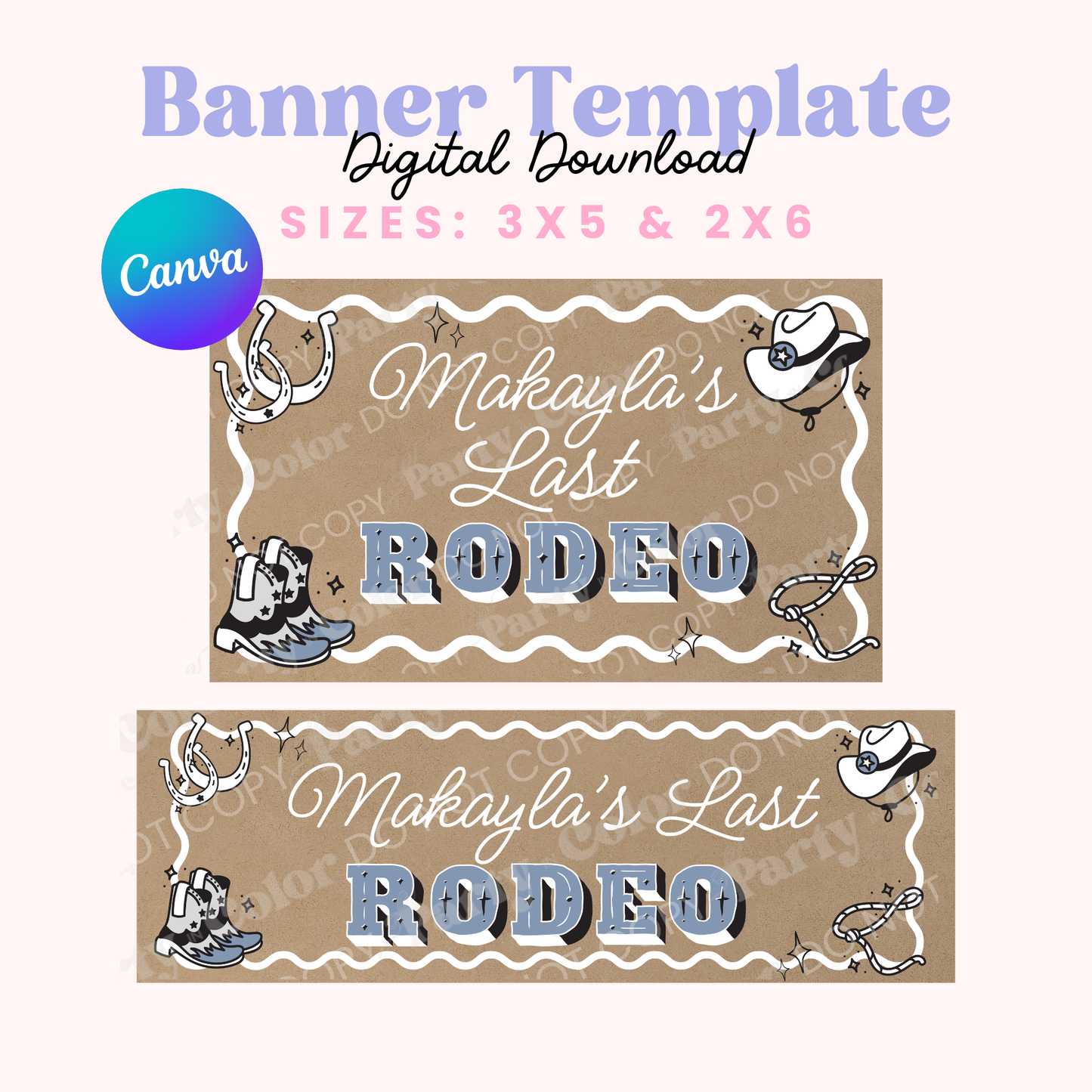Last Rodeo Bachelorette Banner Template | Western Bridal Shower Party Decor (Digital Download)