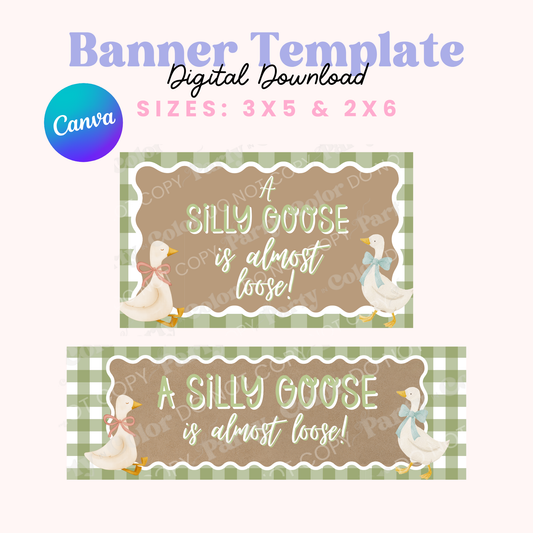 Silly Goose Banner Template | Gender Reveal Baby Shower Backdrop (Digital Download)