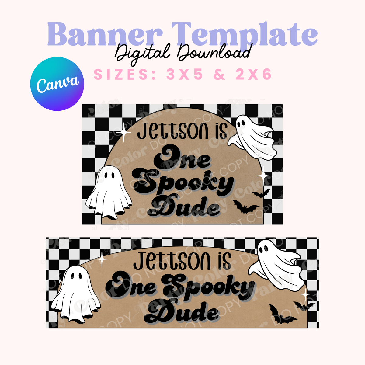 One Spooky Dude First Birthday Banner Template | Halloween Party Decor (Digital Download)