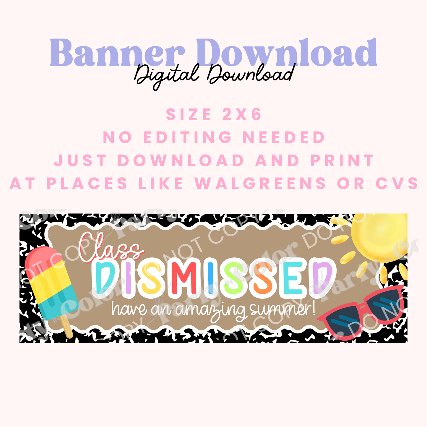 Class Dismissed Banner, Last Day Of School, Classroom Summer Break Banner| Digital Banner| Instant Download