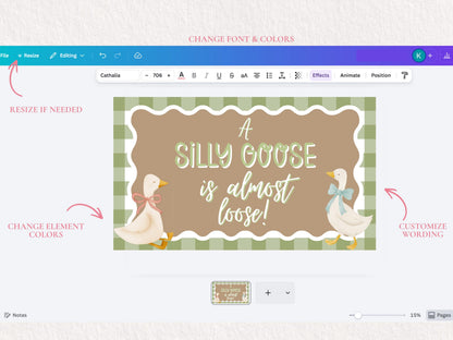 Silly Goose Banner Template | Gender Reveal Baby Shower Backdrop (Digital Download)