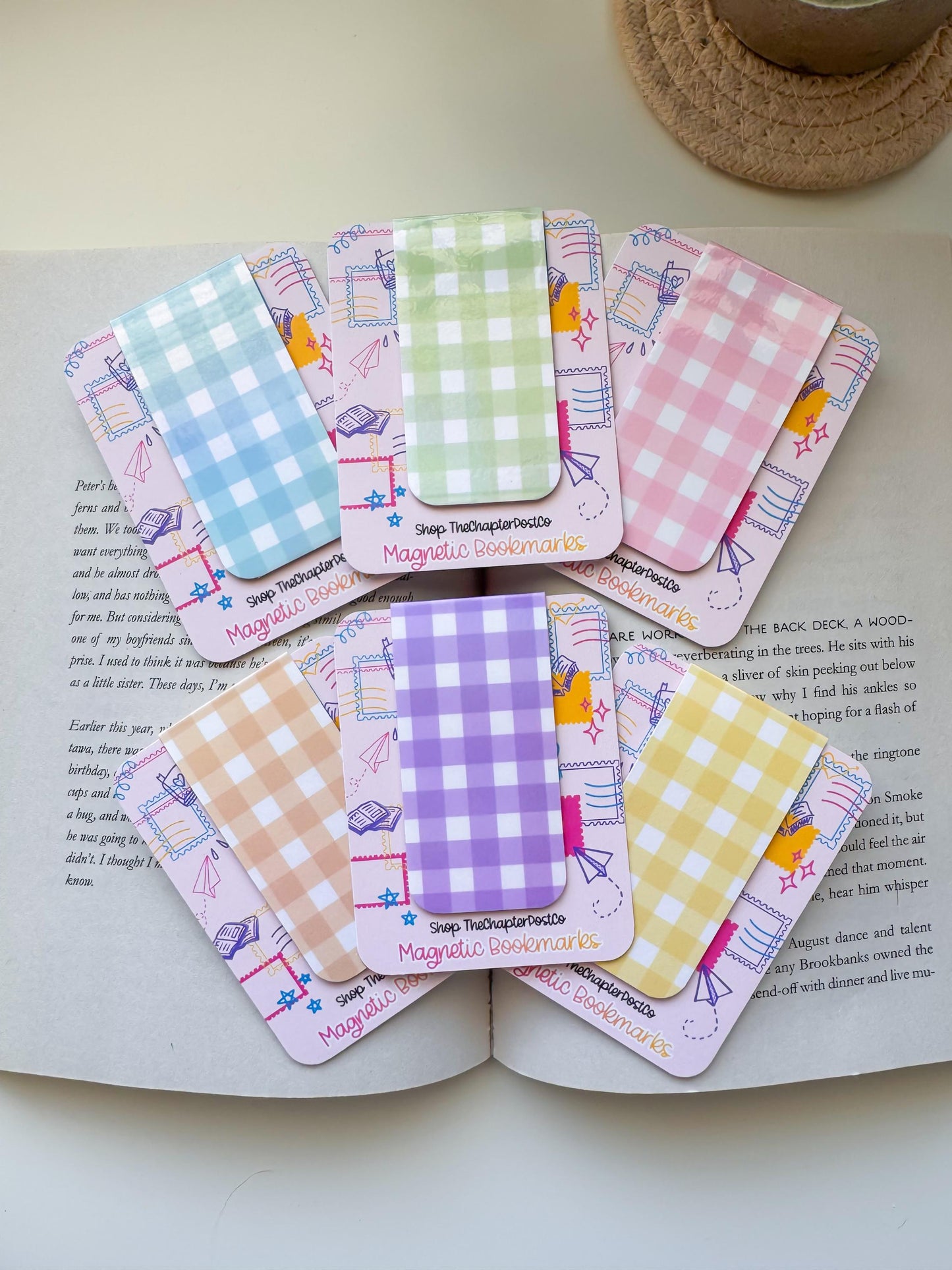 Gingham Magnetic Bookmarks
