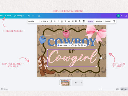 Cowboy or Cowgirl Gender Reveal Banner Template | Western Gender Reveal (Digital Download)