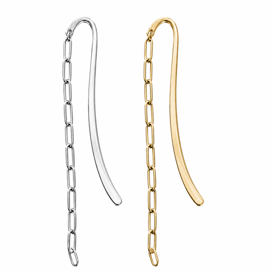 Paperclip Chain Standard Hook Charm Bookmark | Gold or Silver Metal Bookmark for Charms