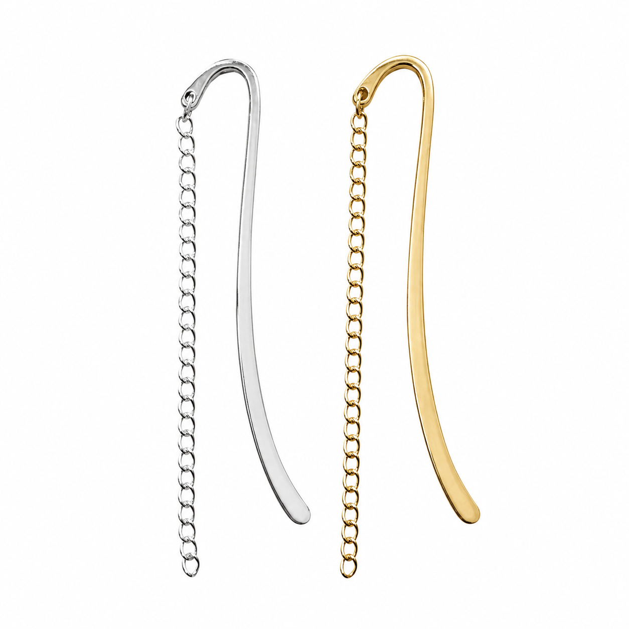 Standard Charm Bookmark Base with Chain | Gold or Silver Metal Bookmark for Charms