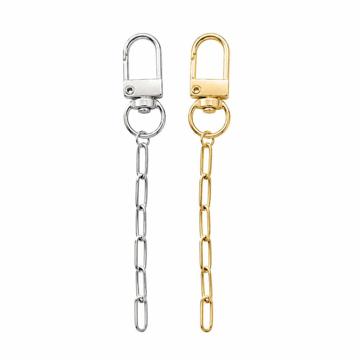 Paperclip Charm Chain with Swivel Clasp | Gold or Silver Bag, Keychain & Kindle Charm Connector