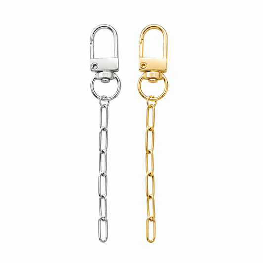 Paperclip Charm Chain with Swivel Clasp | Gold or Silver Bag, Keychain & Kindle Charm Connector