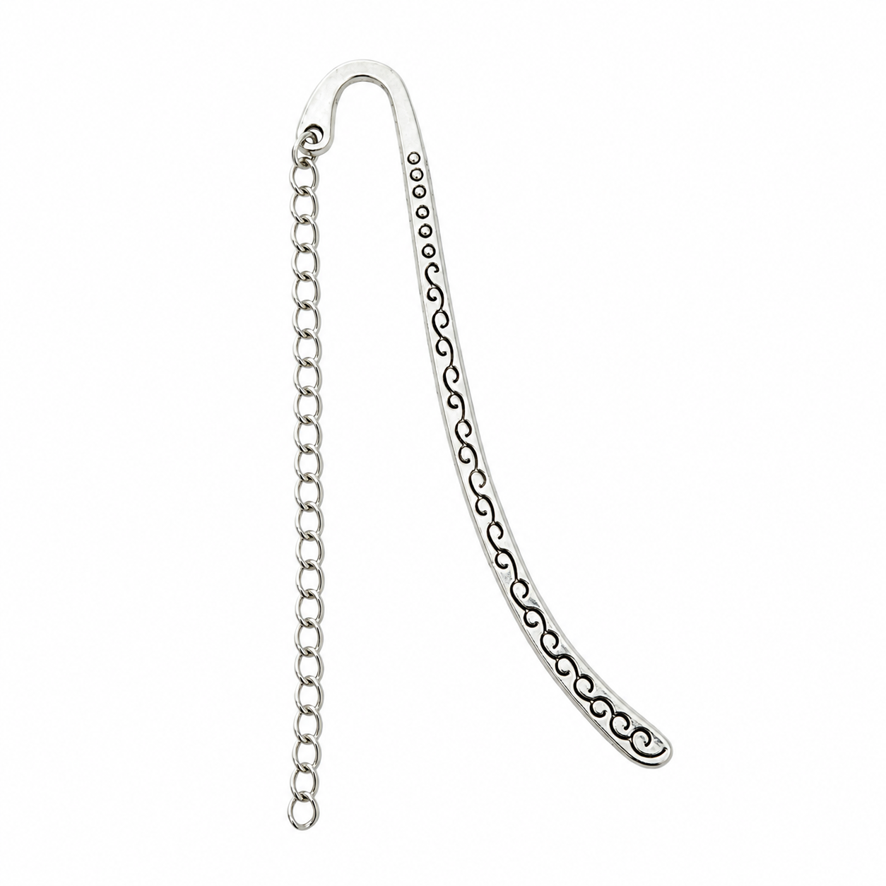 Simple Chain Silver Detailed Hook Charm Bookmark | Silver Metal Bookmark for Charms