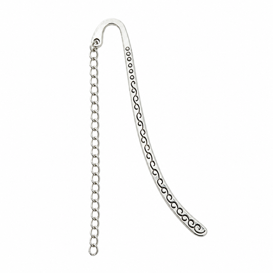 Simple Chain Silver Detailed Hook Charm Bookmark | Silver Metal Bookmark for Charms