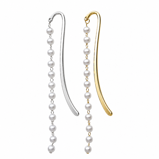 Pearl Chain Standard Hook Charm Bookmark | Gold or Silver Metal Bookmark for Charms