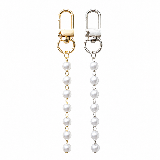 Pearl Charm Chain with Swivel Clasp | Gold or Silver Bag, Keychain & Kindle Charm Connector