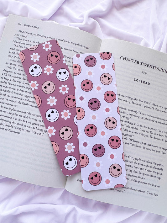 Dusty Mauve Happy Face Bookmarks