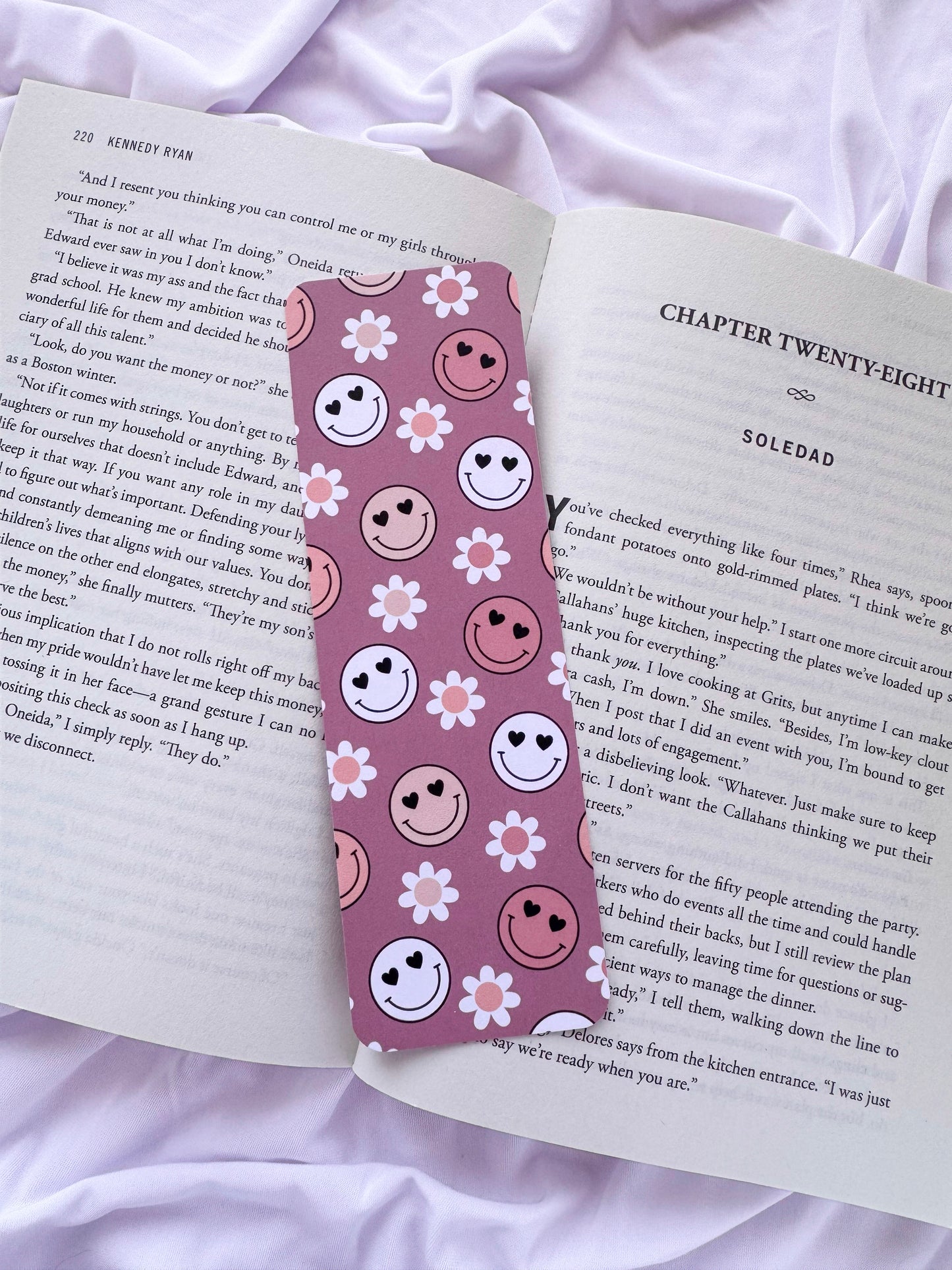 Dusty Mauve Happy Face Bookmarks