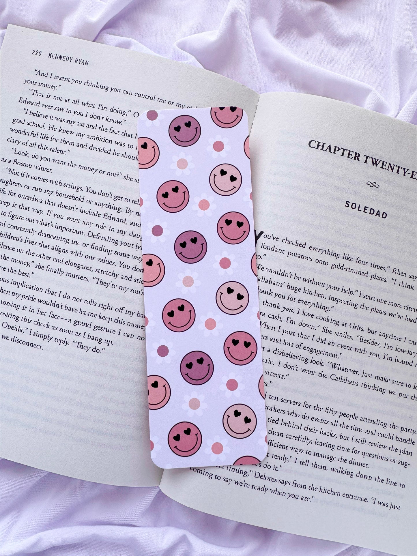 Dusty Mauve Happy Face Bookmarks