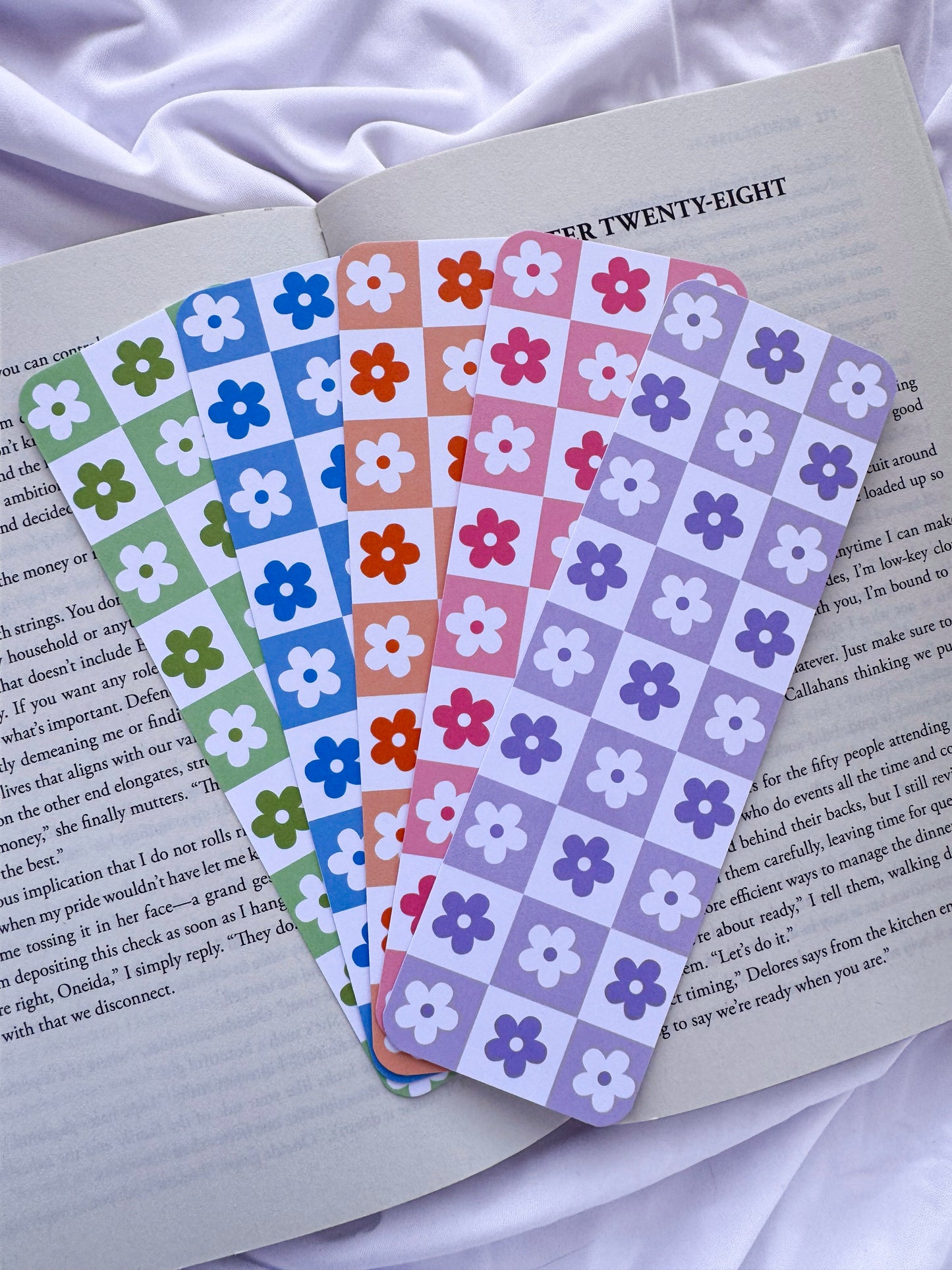 Checkered Floral Bookmarks