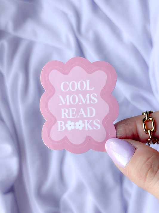 Pink Cool Moms Read Sticker