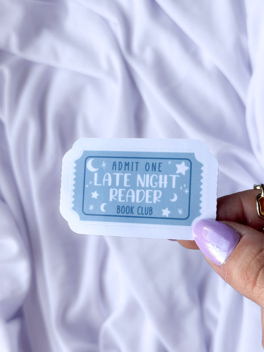 Late Night Reader Book Club Sticker