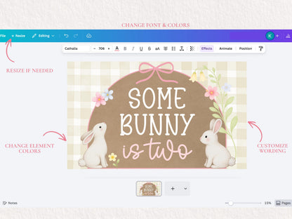 Some Bunny Birthday Banner Template | Editable Canva Party Decor (Digital Download)