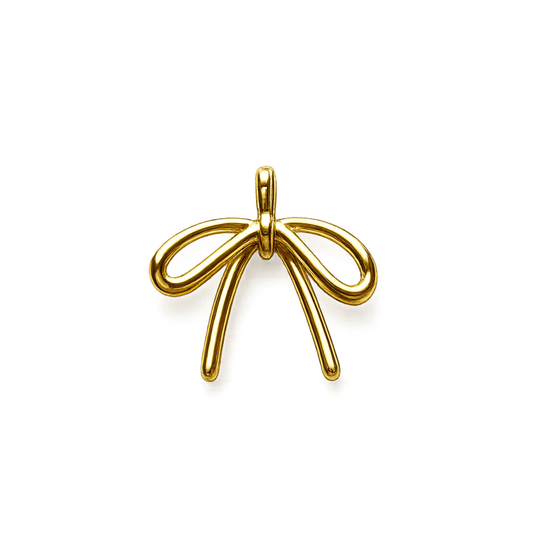 Gold Bow Charm | Minimalist Ribbon Bow Charm | Coquette Charm Bar