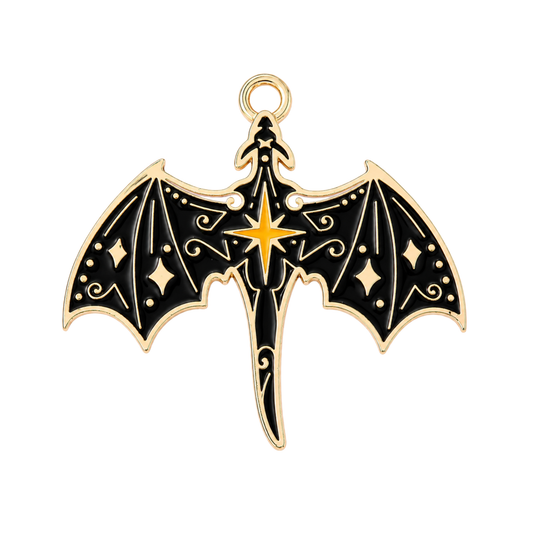 Celestial Dragon Charm | Black & Gold Enamel Charm