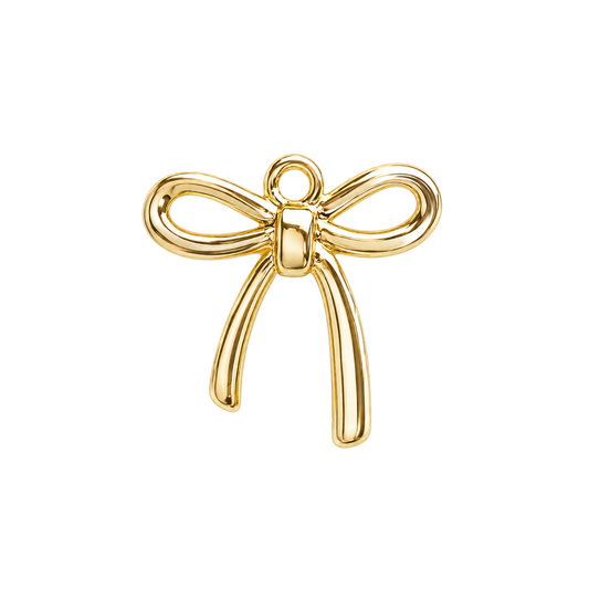 Gold Bow Charm | Minimalist Ribbon Bow Charm | Coquette Charm Bar