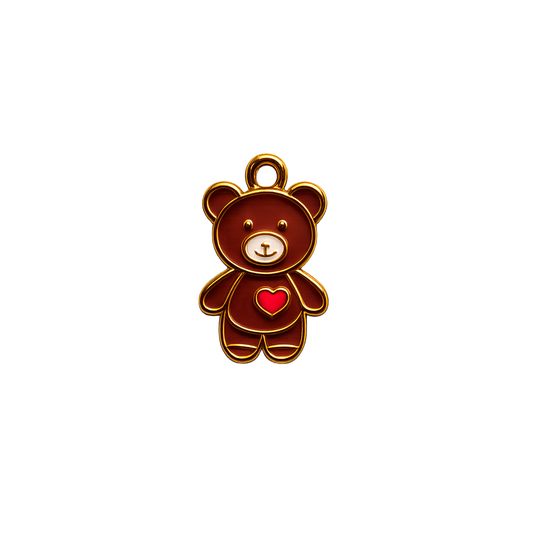 Teddy Bear with Heart Charm | Enamel Bear Charm | Cute Bear Charm