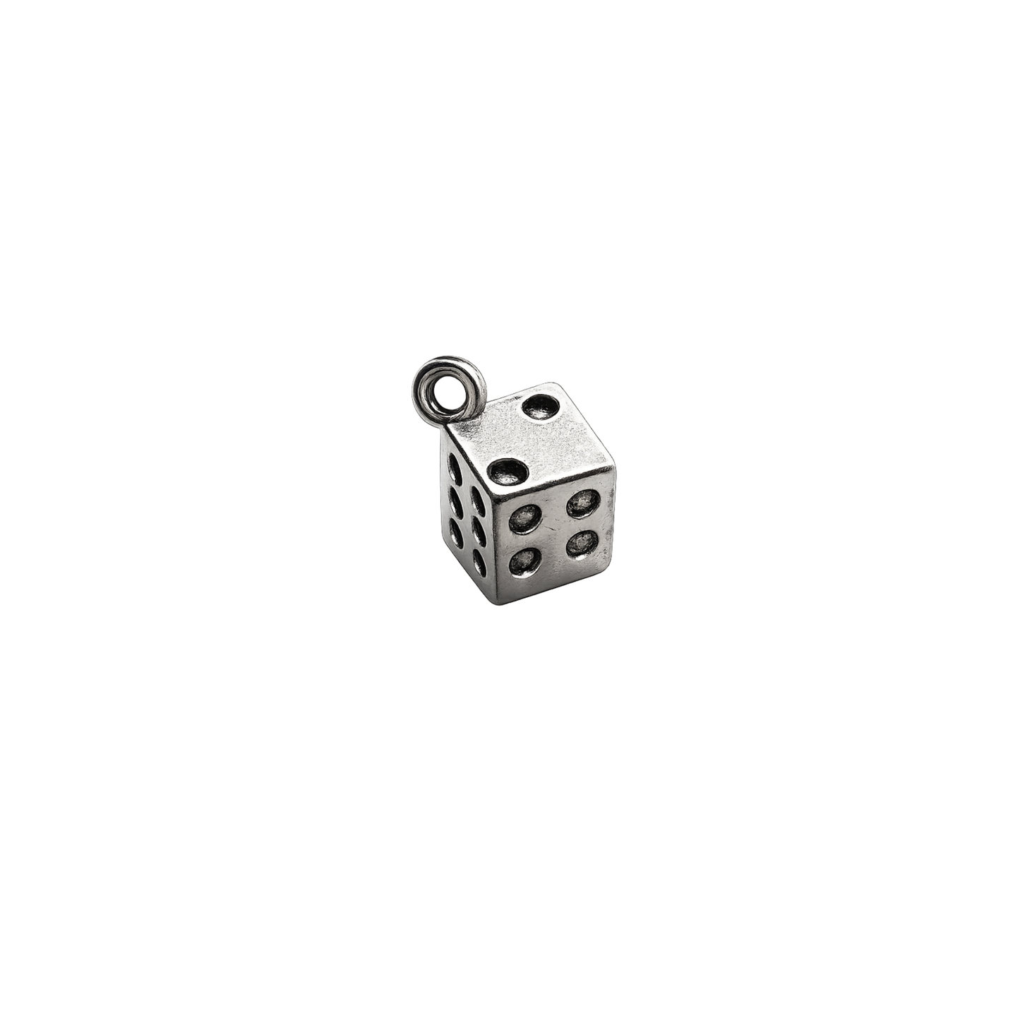 Lucky Dice Charm | Mini Silver Dice Charm for Bookmarks, Keychains