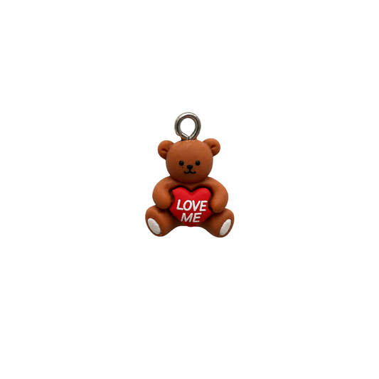Love Me Teddy Bear Charm | Cute Bear Heart Charm for Bookmarks, Keychains & Charm Accessories