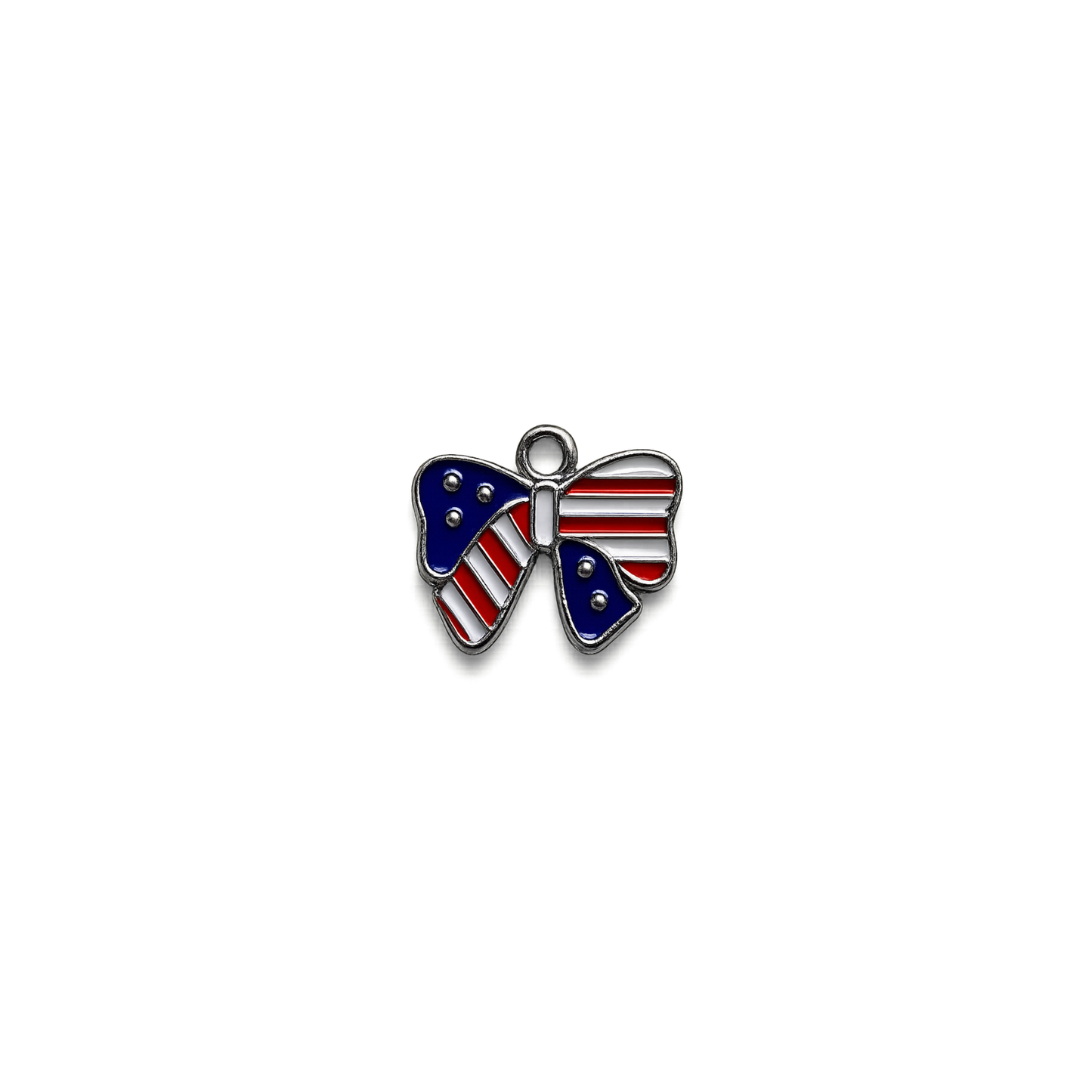 Patriotic Bow Charm | American Flag Enamel Bow Charm for Bookmarks, Keychains & Charm Accessories