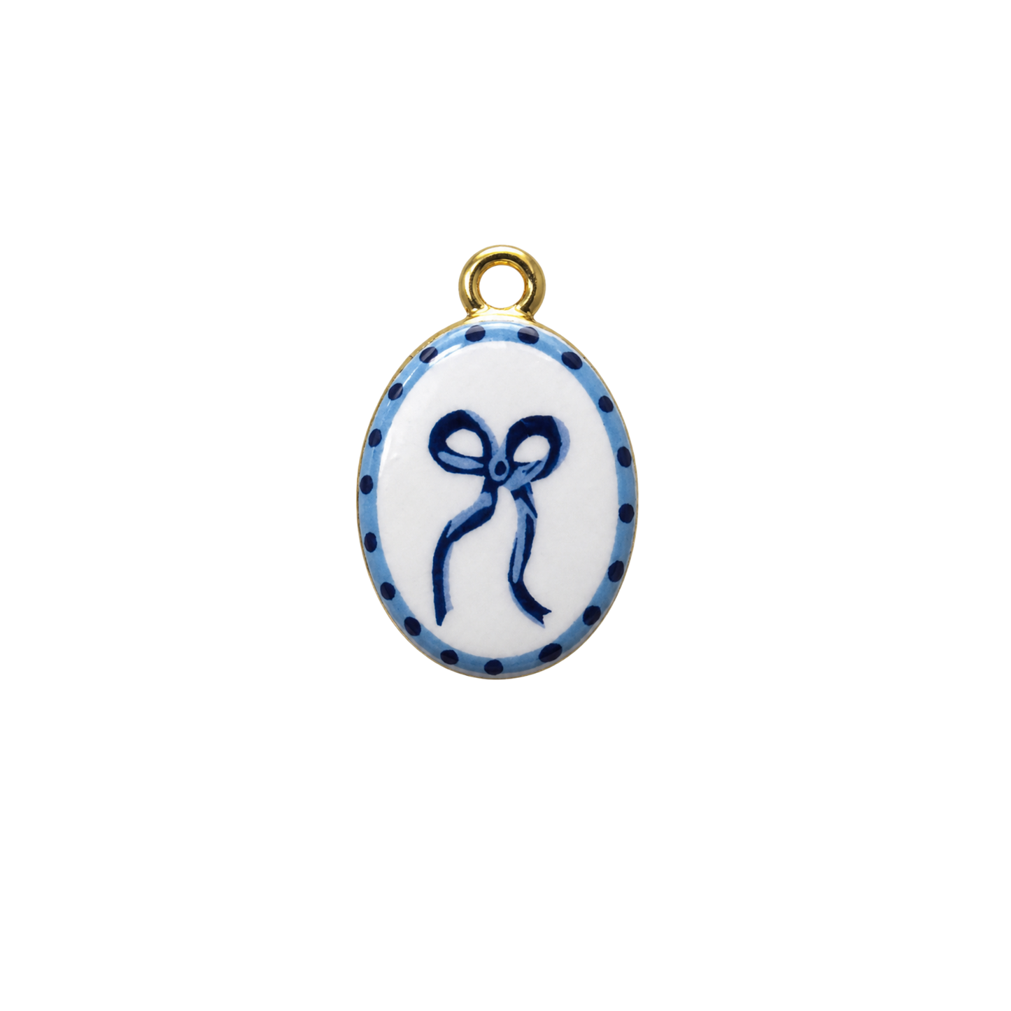 Blue Bow Cameo Charm | Blue & White Coquette Bow Charm | Vintage Charm Bar